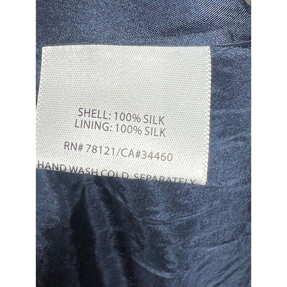 Eileen Fisher‎ Blue 100% Silk Tiered Sleeveless Maxi Dress Womens Petite Medium - Picture 11 of 16